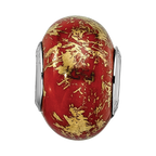 Sterling Silver Reflections Red w/Gold Foil Ceramic Bead