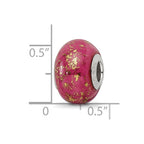 Sterling Silver Reflections Dark Pink w/Gold Foil Ceramic Bead