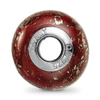 Sterling Silver Reflections Dark Red w/Platinum Foil Ceramic Bead