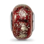 Sterling Silver Reflections Dark Red w/Platinum Foil Ceramic Bead