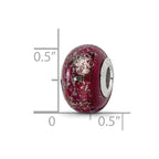 Sterling Silver Reflections Dark Red w/Platinum Foil Ceramic Bead