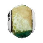 Sterling Silver Reflections Green Cracked Agate w/Shell Stone Bead
