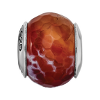 Sterling Silver Reflections Red Cracked Agate with Shell Stone Bead