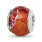 Sterling Silver Reflections Red Cracked Agate with Shell Stone Bead