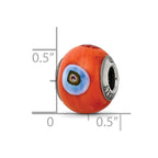 Sterling Silver Reflections Italian Orange w/Decorative Accents Glass Bead