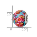 Sterling Silver Reflections Italian Multicolor Floral Overlay Glass Bead