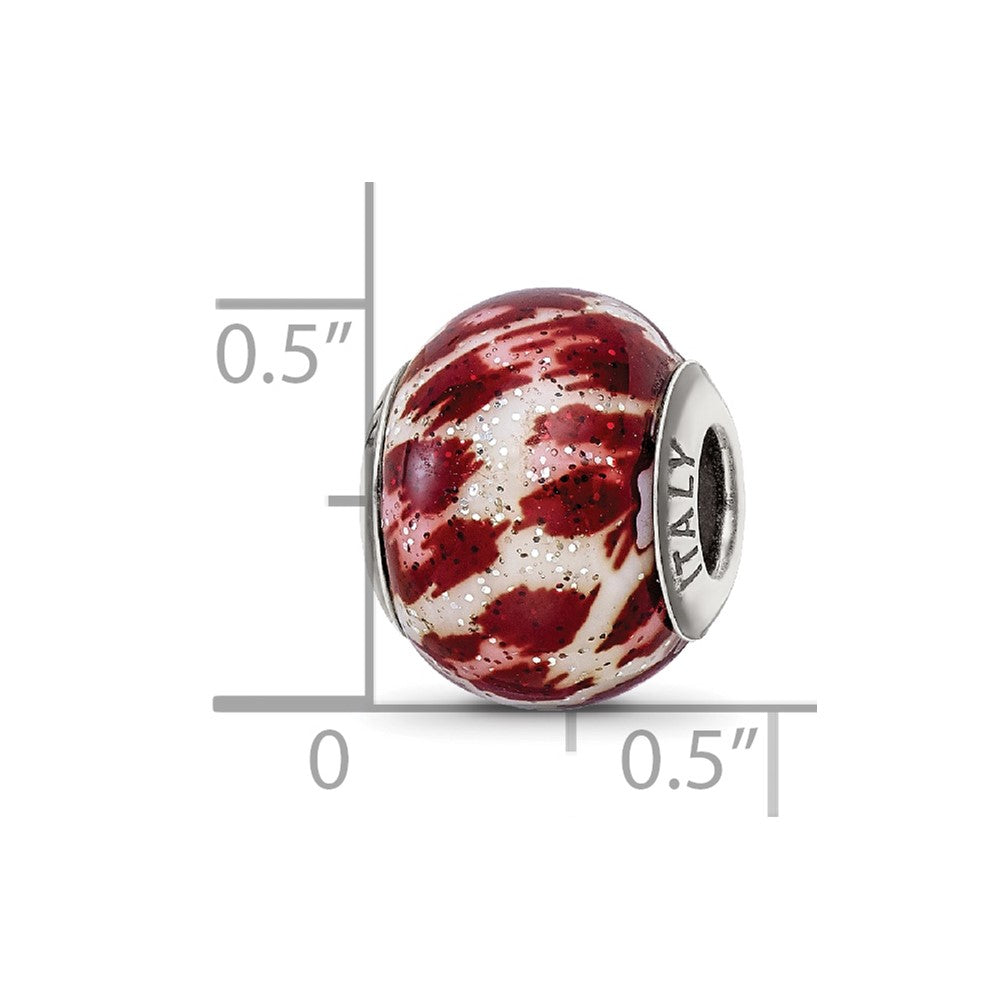 Sterling Silver Reflections Italian Pink & Brown w/Glitter Glass Bead
