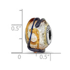 Sterling Silver Reflections Italian Silver Blue/Brown Textured Glass Bead