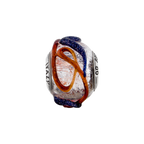 Sterling Silver Reflections Italian Silver Blue/Red Textured Glass Bead