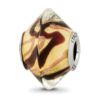 Sterling Silver Reflections Yellow/Black Italian Murano Glass Bead