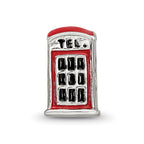 Sterling Silver Reflections Enameled Telephone Booth Bead