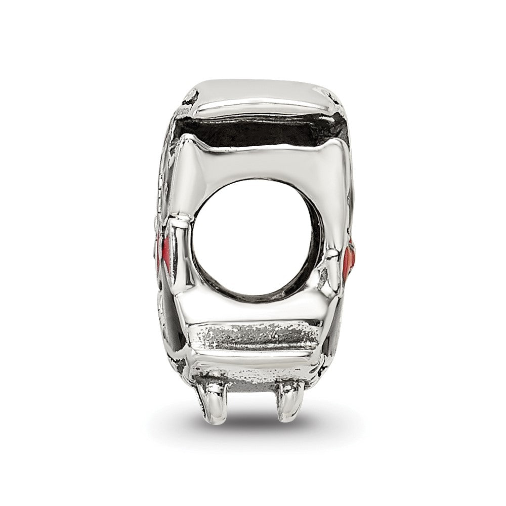 Sterling Silver Reflections Marcasite & Enameled Cat & Moon Bead