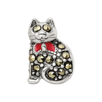Sterling Silver Reflections Marcasite & Enameled Cat Bead