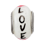 Sterling Silver Reflections Love w/Hearts Italian Glass Bead