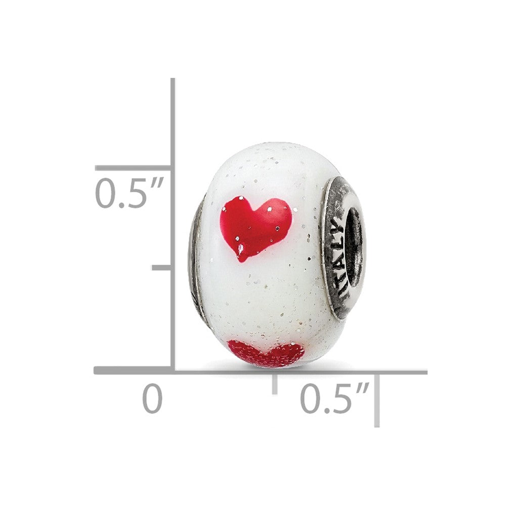Sterling Silver Reflections Hearts Italian Glass Bead