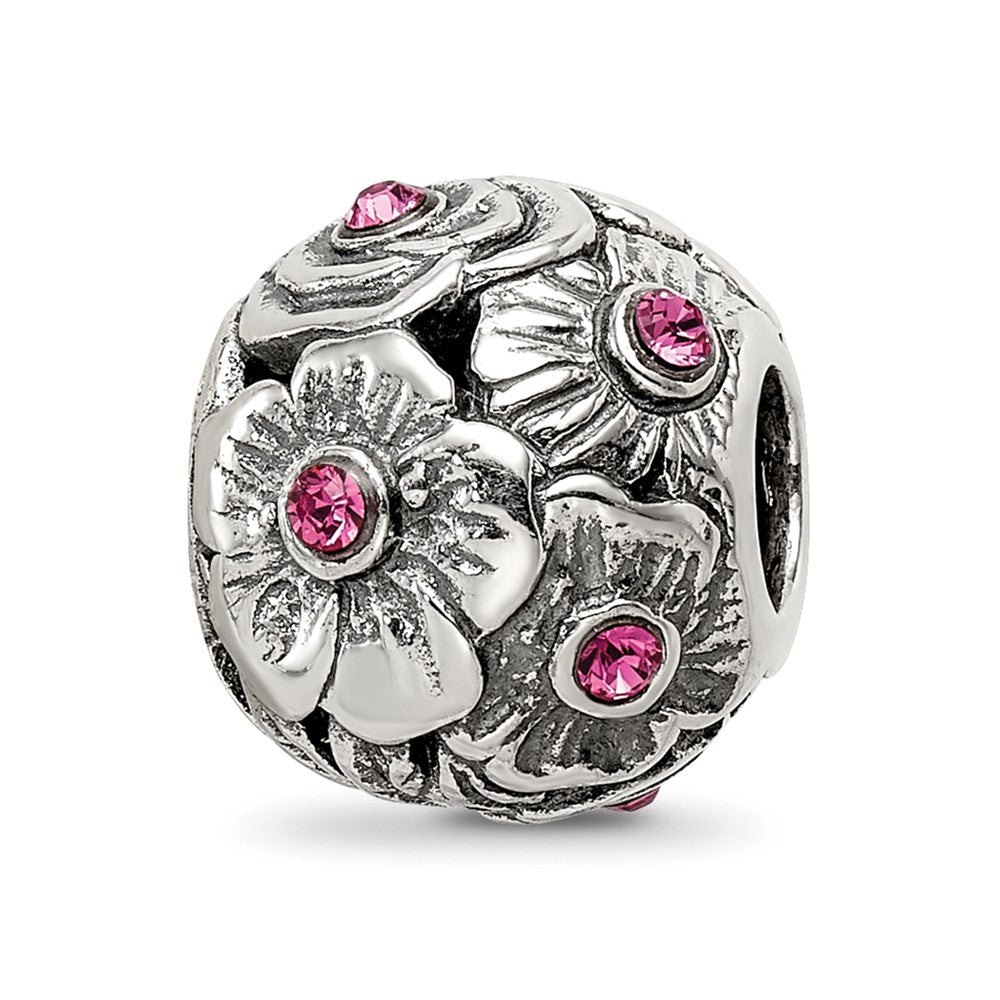 Sterling Silver Reflections Pink Preciosa Crystal Flower Bead