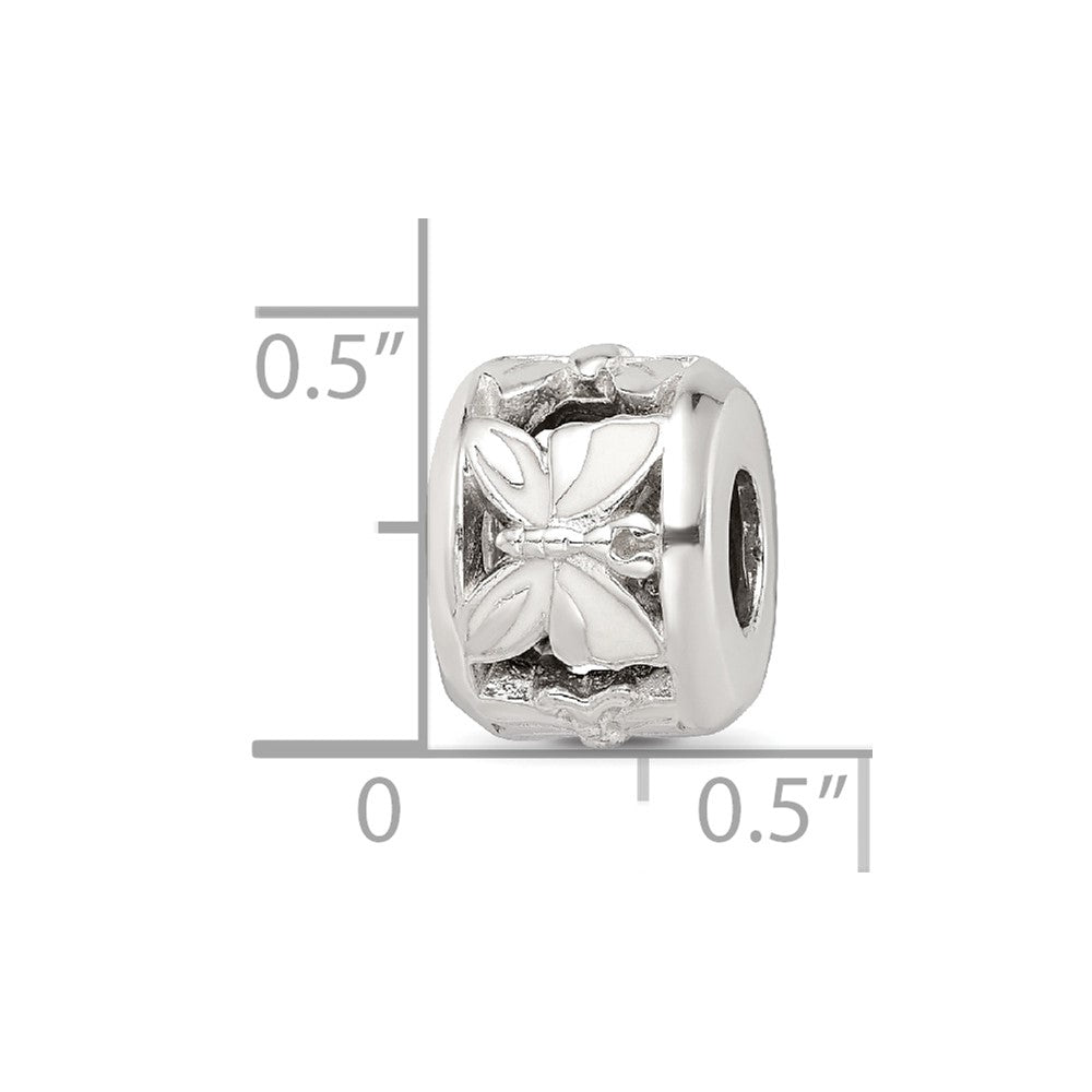 Sterling Silver Reflections White Enameled Butterfly Bead