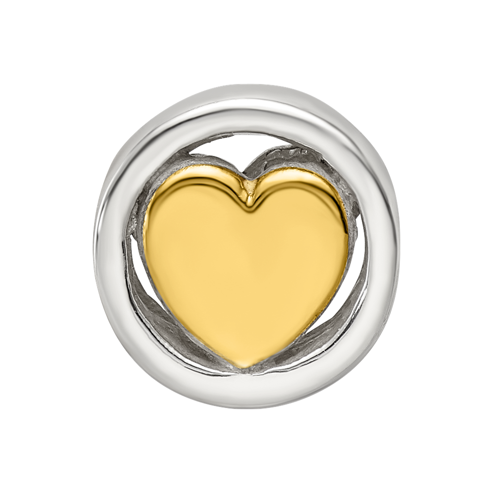 Sterling Silver Reflections Gold-plated Heart Bead