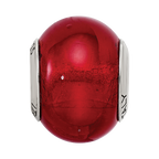 Sterling Silver Reflections Red Italian Murano Glass Bead