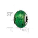 Sterling Silver Reflections Green Italian Murano Glass Bead