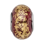 Sterling Silver Reflections Brown w/Gold Foil Ceramic Bead