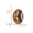 Sterling Silver Reflections Brown w/Gold Foil Ceramic Bead
