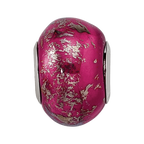 Sterling Silver Reflections Dark Pink w/Platinum Foil Ceramic Bead