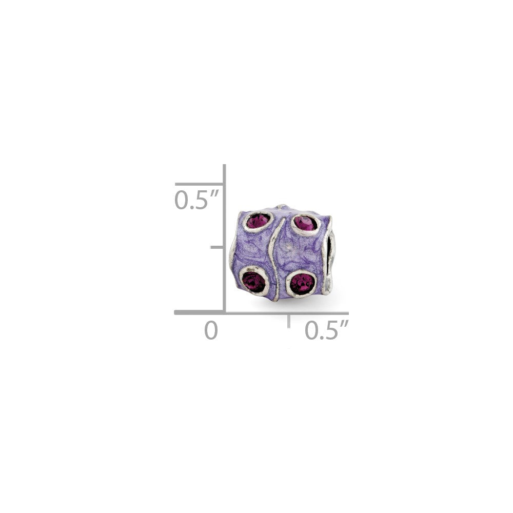 Sterling Silver Reflections Purple Crystal & Enamel Bead