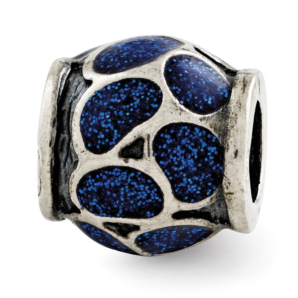 Sterling Silver Reflections Blue Enamel w/Sparkles Bead