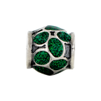 Sterling Silver Reflections Green Enamel w/Sparkles Bead