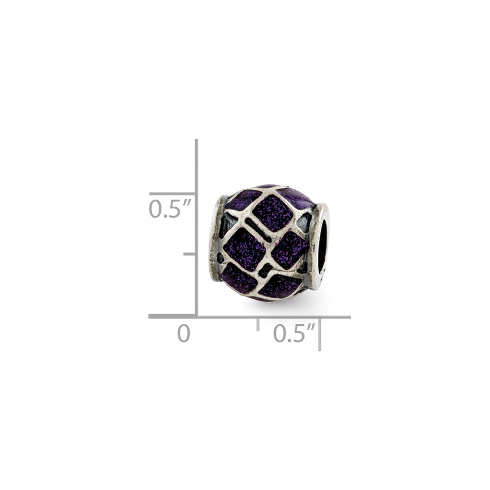 Sterling Silver Reflections Purple Enamel w/Sparkles Bead