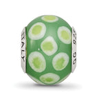 Sterling Silver Reflections Green/White Italian Murano Glass Bead