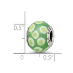 Sterling Silver Reflections Green/White Italian Murano Glass Bead