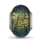 Sterling Silver Reflections Green & Blue Glass Bead