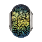 Sterling Silver Reflections Green & Blue Glass Bead