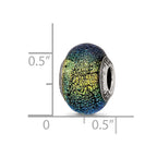 Sterling Silver Reflections Green & Blue Glass Bead