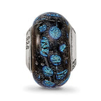 Sterling Silver Reflections Blue Dots Glass Bead