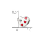 Kids Collection Sterling Silver Crystal and Enameled White Heart with Red Hearts Reflections Bead