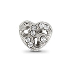 Sterling Silver Reflections Kids Cut-out Heart & Preciosa Crystal Bead