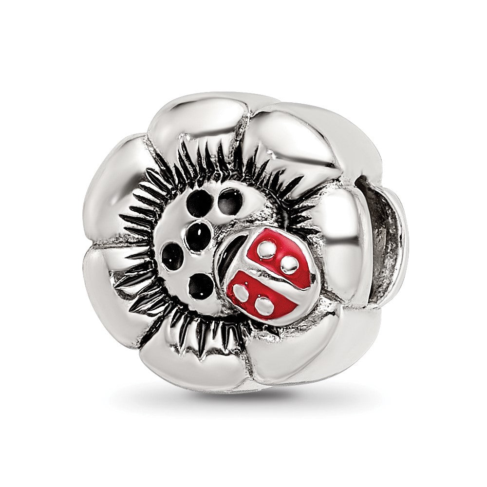 Sterling Silver Reflections Flower w/Enameled Ladybug Bead