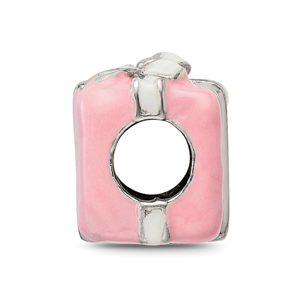 Sterling Silver Reflections Pink & White Enameled Present Bead