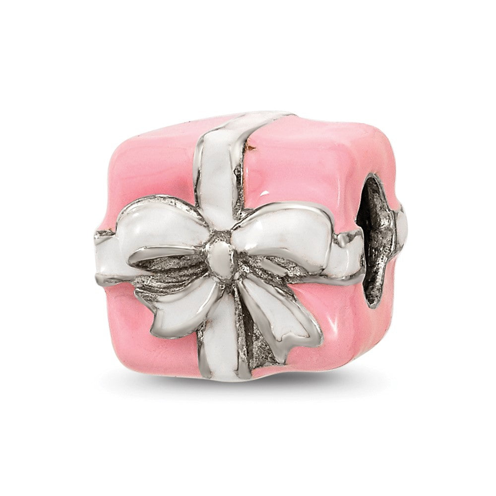 Sterling Silver Reflections Pink & White Enameled Present Bead