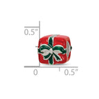 Sterling Silver Reflections Green & Red Enameled Present Bead