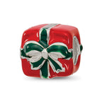 Sterling Silver Reflections Green & Red Enameled Present Bead