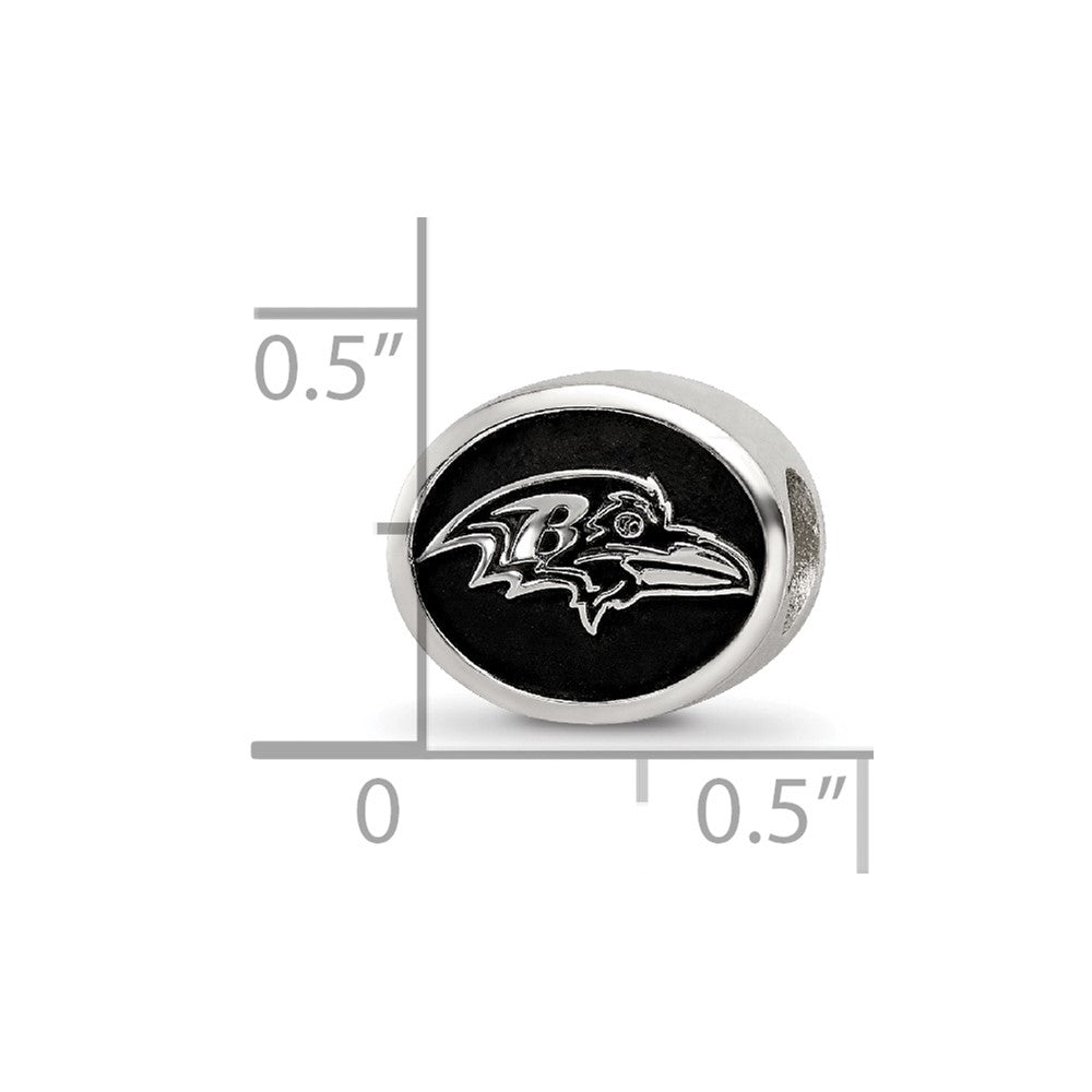 Sterling Silver LogoArt Enameled Baltimore Ravens NFL Bead