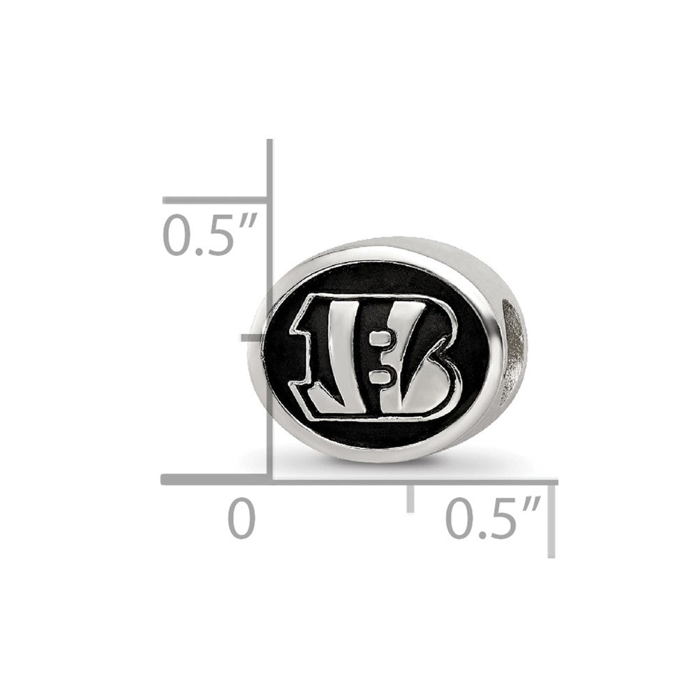 Sterling Silver LogoArt Enameled Cincinnati Bengals NFL Bead