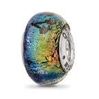Sterling Silver Reflections Cancun Orange Dichroic Glass Bead