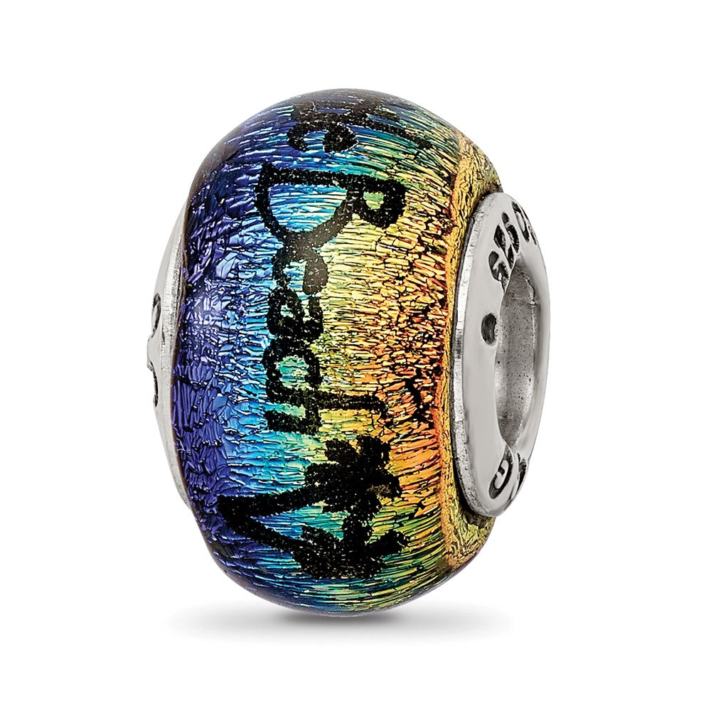 Sterling Silver Reflections Myrtle Beach Orange Dichroic Glass Bead