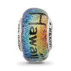Sterling Silver Reflections Hawaii Orange Dichroic Glass Bead