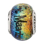 Sterling Silver Reflections St Maarten Orange Dichroic Glass Bead